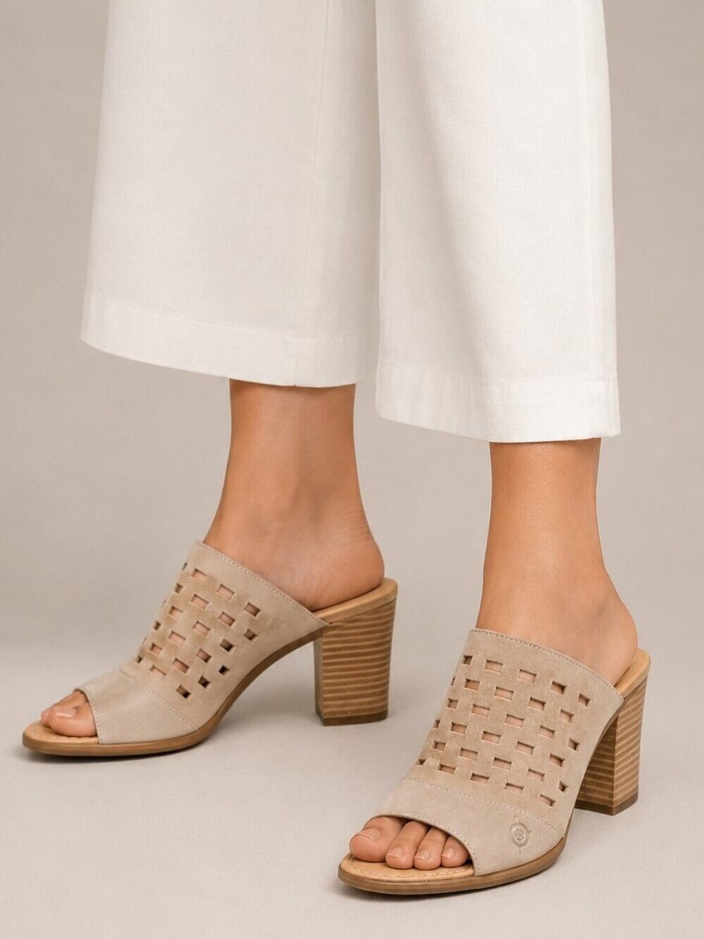 Born Suede Leather Mixed Media Block Heel Sandals Size 7.5M EUC  $149   S4127